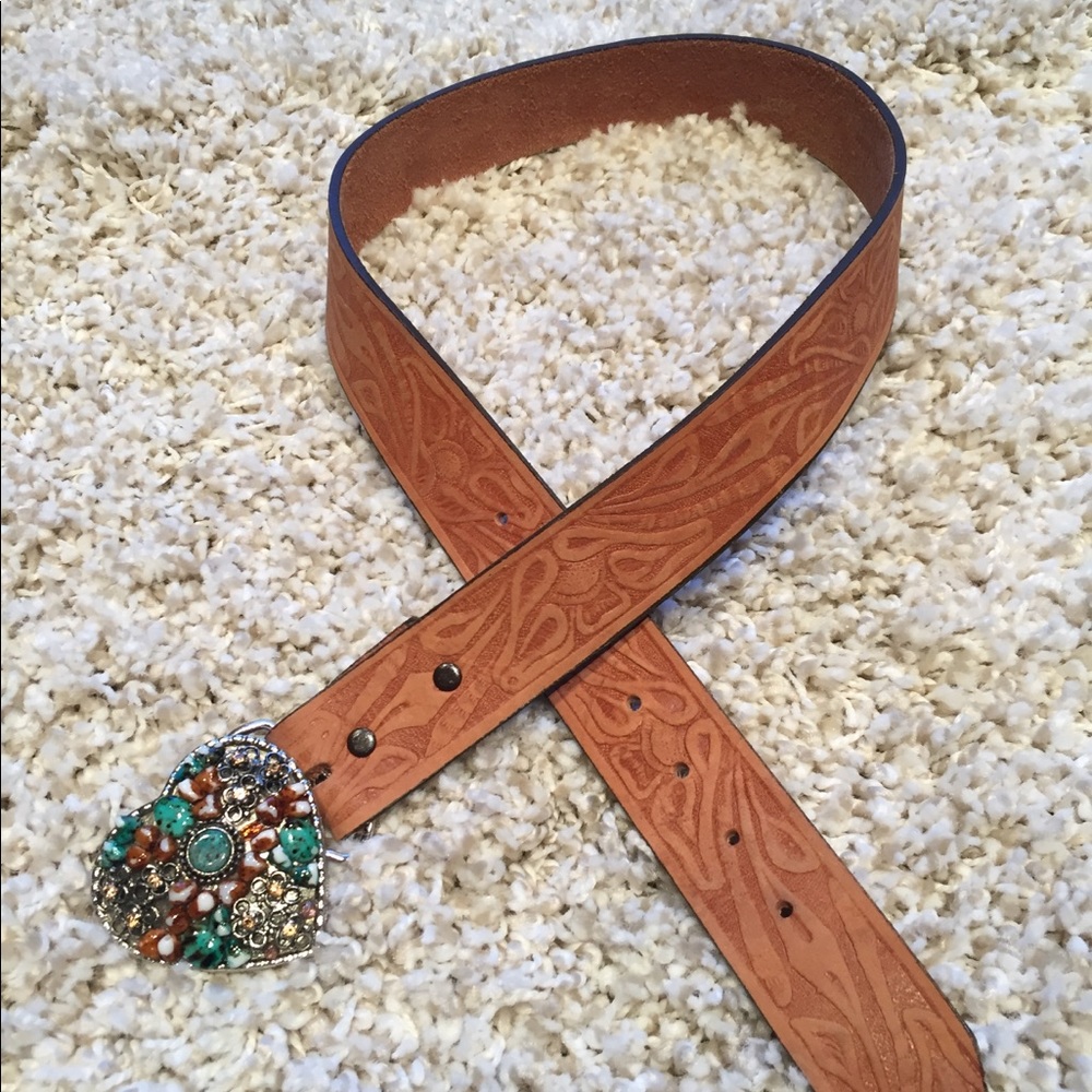 💙turquoise/brown heart belt buckle💙 - Picture 3 of 4